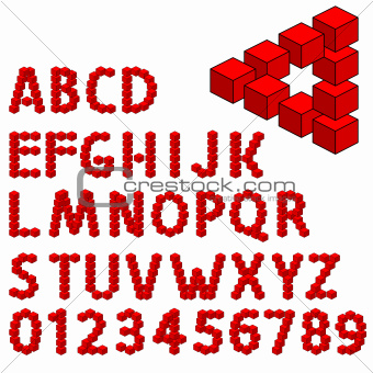 abstract optical illusion three dimension alphabet set.