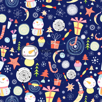 Christmas texture with snowmen