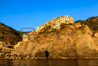 Village of Manarola on the Steep Cliff in Cinque Terre, Italy