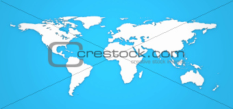 Hight Detailed 3D World Map on Blue Background