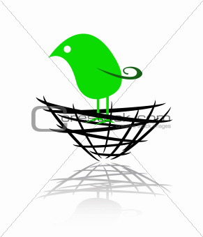 logo of a bird in the nest
