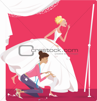 Bride fitting dresses