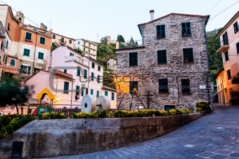 Narrow Street of Old Vernazza at Morning, Cinque Terre, Italy