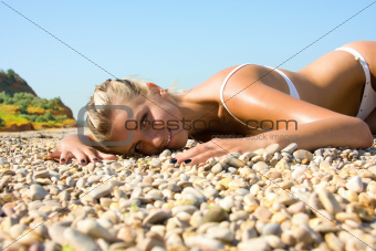 Sexual young girl Relaxing on a beach