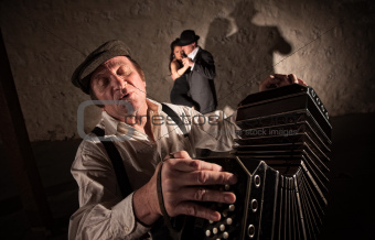 Two Dancers Near Bandoneon Player