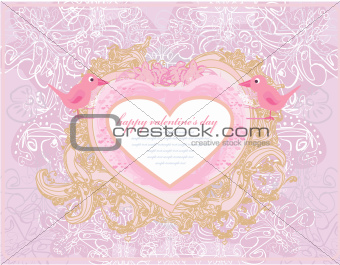 valentines day greeting card with 2 sweet love birds