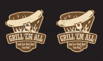 Barbecue Hot Dog Vector Emblem