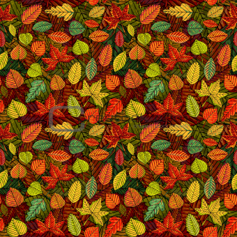 Autumn leafs vector seamless pattern