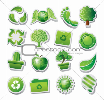 Set of green ecological or environmental icons
