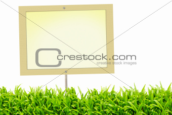Blank signboard and green grass 