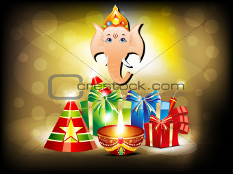 abstract glossy diwali background with gifts