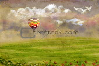 Grunge background with landscape