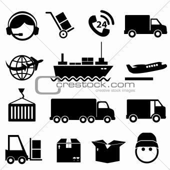 Shipping and cargo icon set