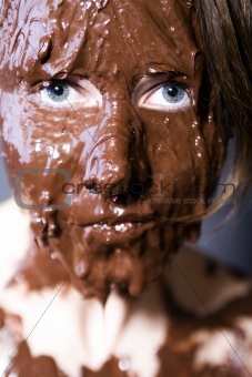 portrait of a face full of chocolate