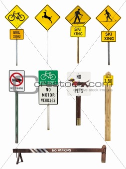 collection of signs in a natural park