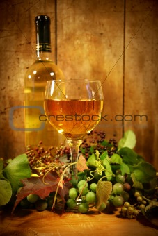 Wine glass with bottle