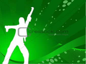 Vector sexy silhouette female dancing composition in green