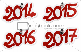 New year 2014, 2015, 2016, 2017