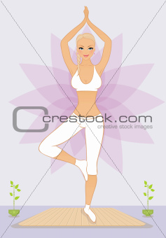 Beautiful woman doing youga exercises