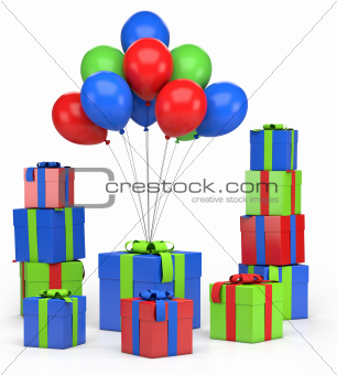 presents and balloons