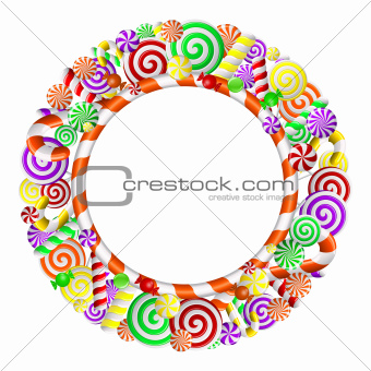 Sweet frame with colorful candies.