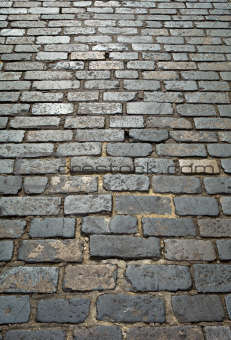 Old London cobblestone street close up. 