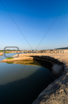 pond in Sampanbok ,in Mekong River