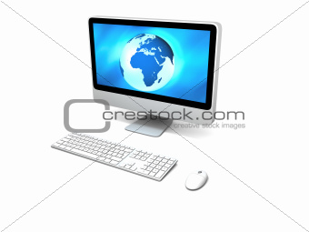 World on computer screen
