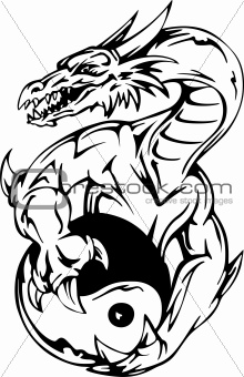 Dragon tattoo with yin-yang sign