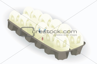 Eleven-eggs-with-closed-eyes-and-one-with-open-eyes