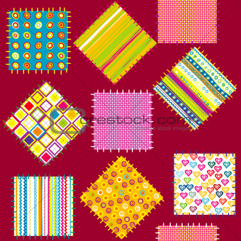 Background with set of colored patterns