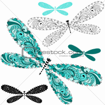 Set lace vintage dragonflies