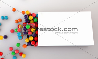 gumballs in a white box