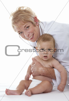 female doctor and a baby