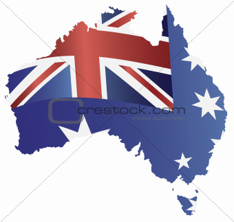 Australia Flag in Map Silhouette Illustration