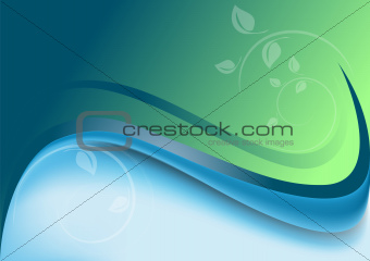 Abstract waves green blue background with white decor