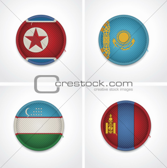 Flags of countries as fabric badges