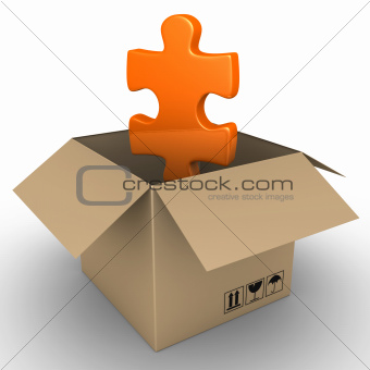 Puzzle piece in a parcel