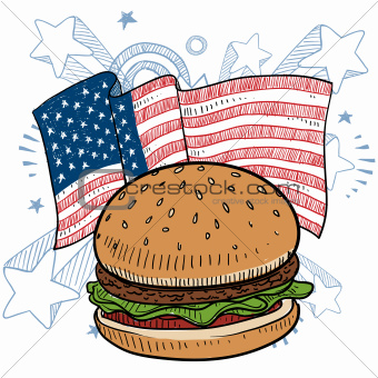 American style hamburger sketch