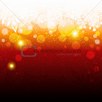 Abstract Sparkling Red Christmas Snowflake Background