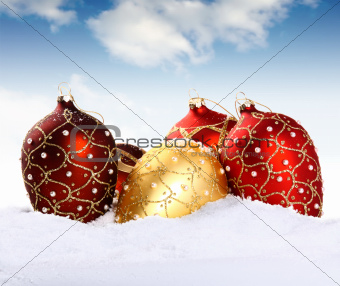 Christmas gold and red bauble