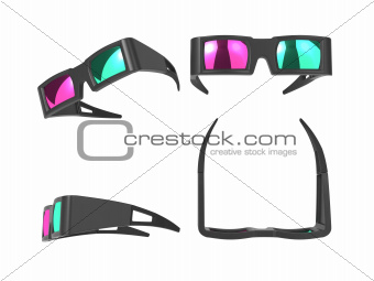 Anaglyph Glasses Over White.