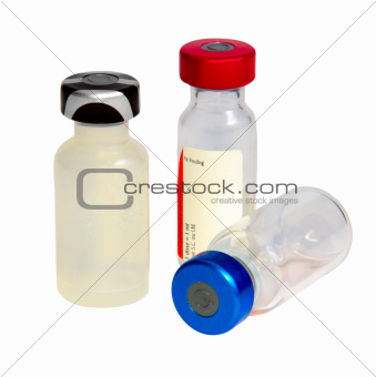 Three medical ampules isolated over white