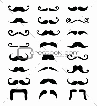 Moustache icons isolated set