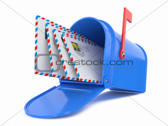 Blue Mailbox with Mails