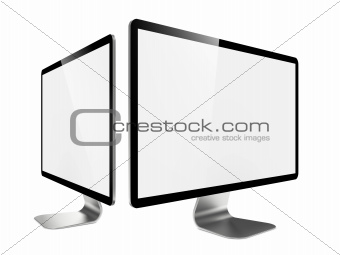 Two Modern Widescreen Lcd Monitor.