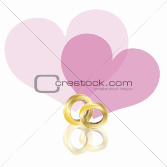 Wedding Rings Gold Band with Hearts Illustration
