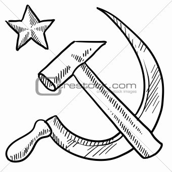 Communist hammer and sickle sketch