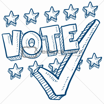 Vote with check mark sketch