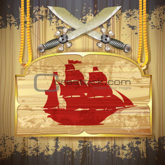 Red pirate ship